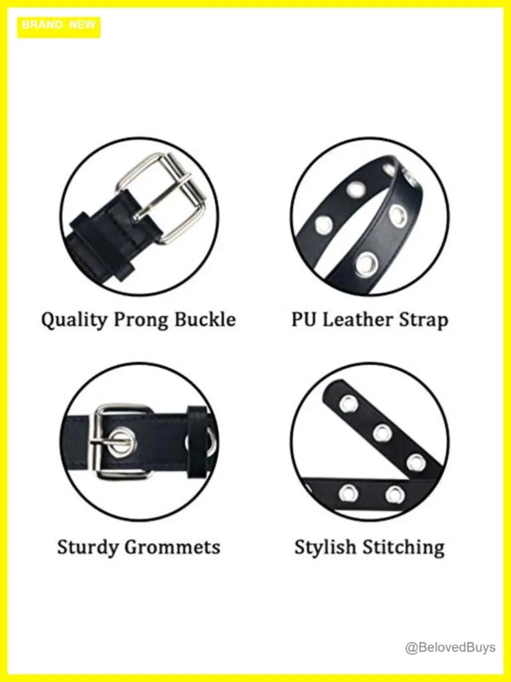 Faux Leather Grommet Belt for Women Adjustable Punk Studded